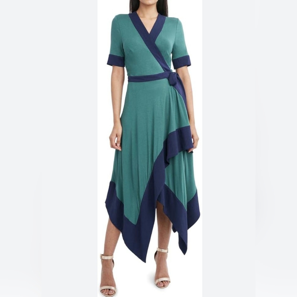 NWT BCBGMAXAZRIA Green Handkerchief Wrap Dress
